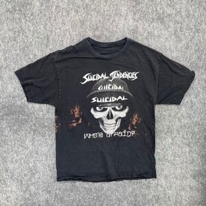 Suicidal Tendencies Whos Afraid Shirt XL Skull Graphic Black Bleach Splatter